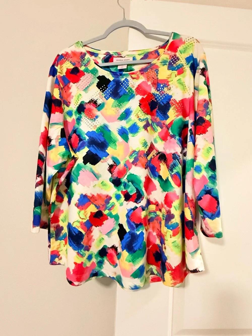 Allison Daley Multicolor Brushstroke Long-Sleeve Top - Picture 3 of 8